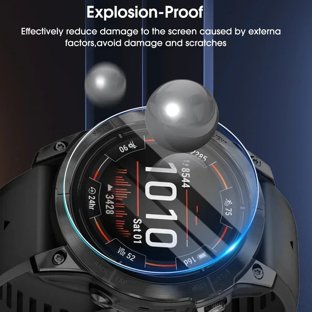 Smartwatch with a protective screen shield on a dark background