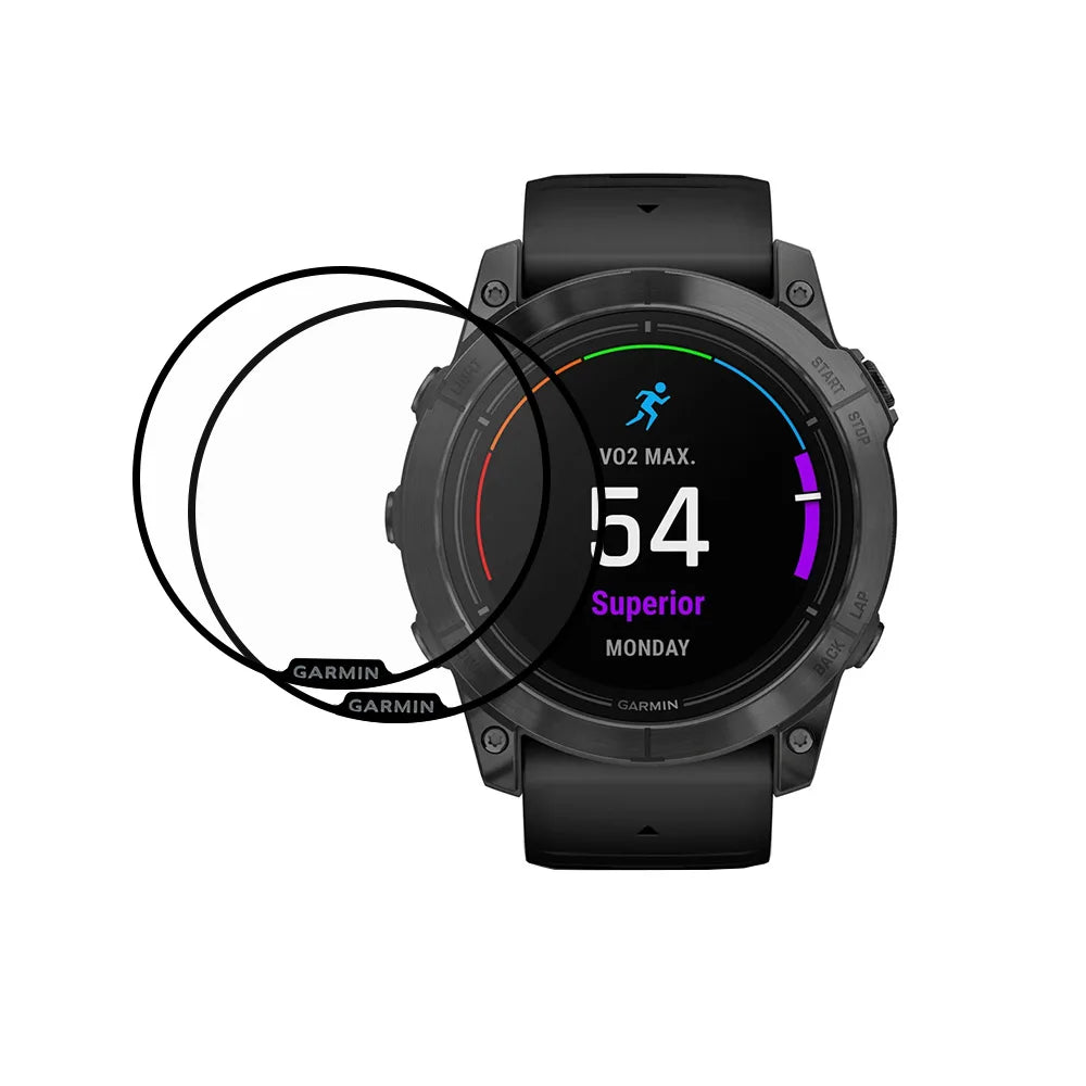 Garmin Fenix 8 smartwatches with AXYON® PMMA 3D Soft Film Screen Protector applied