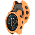 Garmin Fenix 8 AMOLED with Orange TPU case installed.