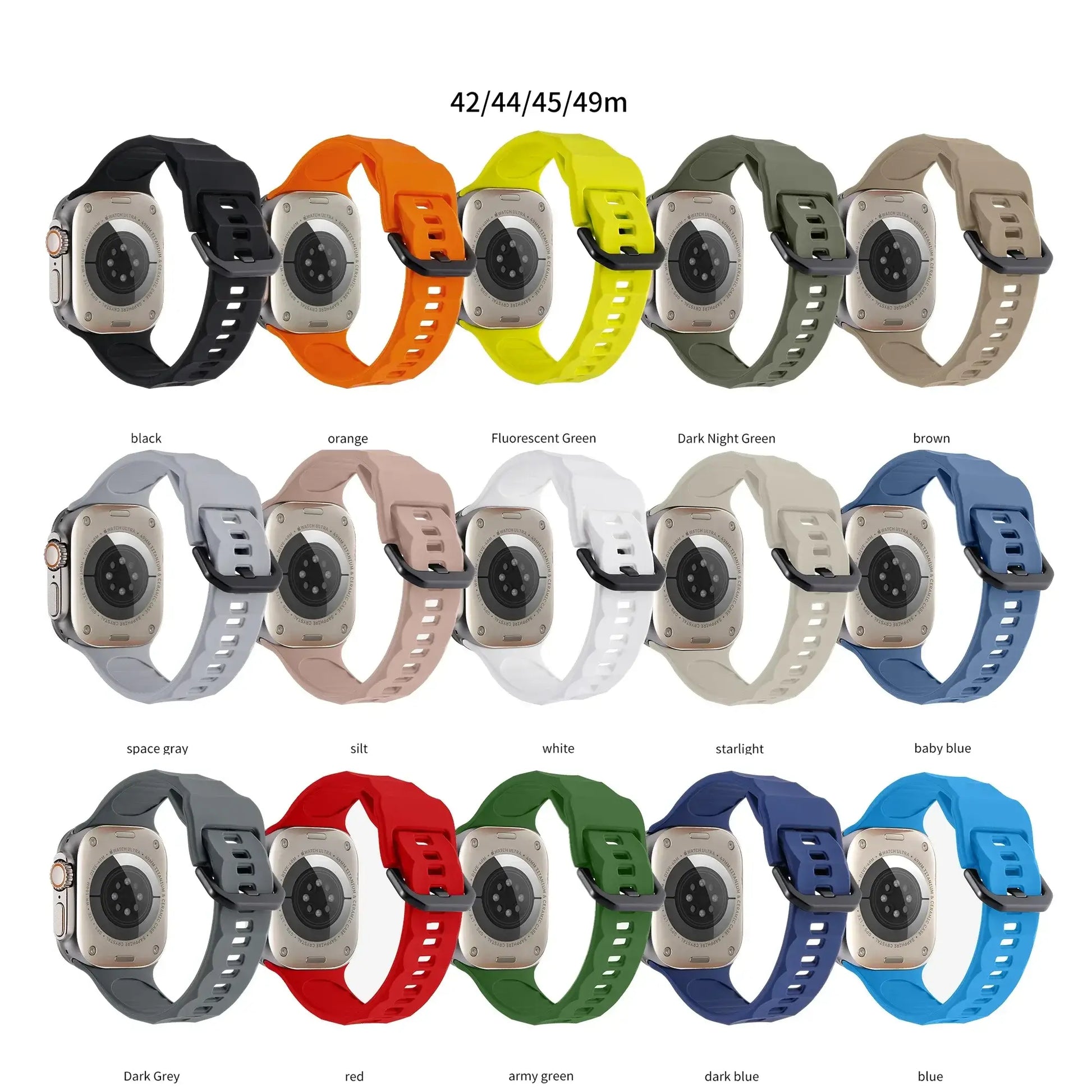 Collection of smartwatch bands in various colors on a white background | AXYON