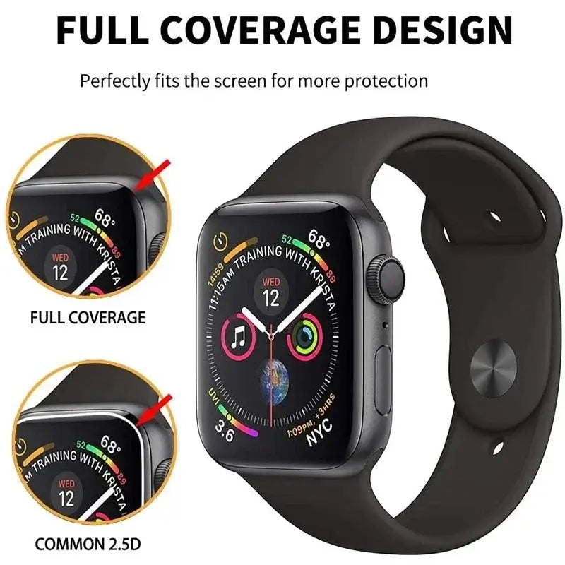Apple Watch Ultra with ceramic film screen protectors and packaging on a white background