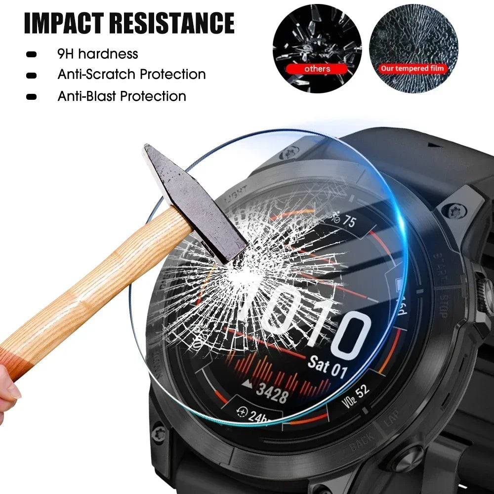 AXYON Tempered Glass Screen Protector for Garmin Fenix 8 AMOLED - multi-pack box and smartwatch