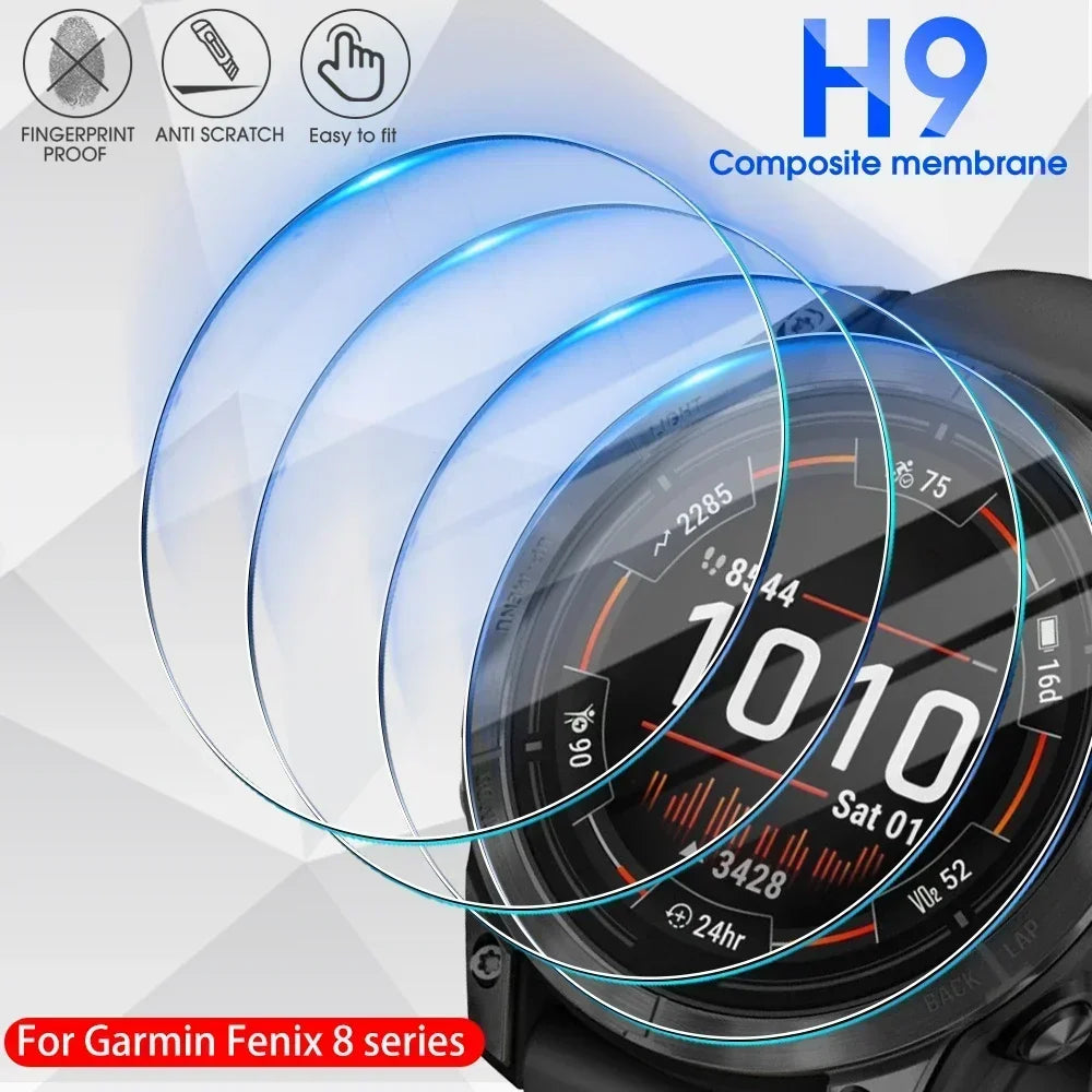 Anti-fingerprint oleophobic coating tempered glass for Garmin Fenix 8 AMOLED smartwatch