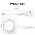 Measurement chart of a cable and its components on a white background
