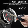 AXYON® Garmin Venu 3 tempered glass and PC bumper case protecting smartwatch screen from scratches caused by keys and other sharp objects