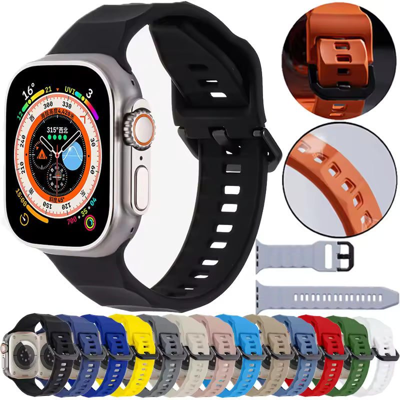 Collection of smartwatch bands in various colors on a white background | AXYON