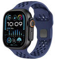Smartwatch with a blue perforated band on a white background