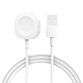 White USB cable with a charging pad on a white background