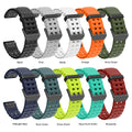 Set of colorful watch bands with labeled colors on a white background