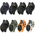 Collection of digital watches in various colors on a white background