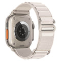Starlight Alpine Loop‑Style Band (Silver Buckle) – Breathable woven nylon strap with secure G‑hook for Apple Watch.