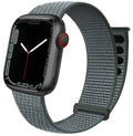 Storm Grey AXYON® Nylon Loop Strap for Apple Watch, adjustable fit.