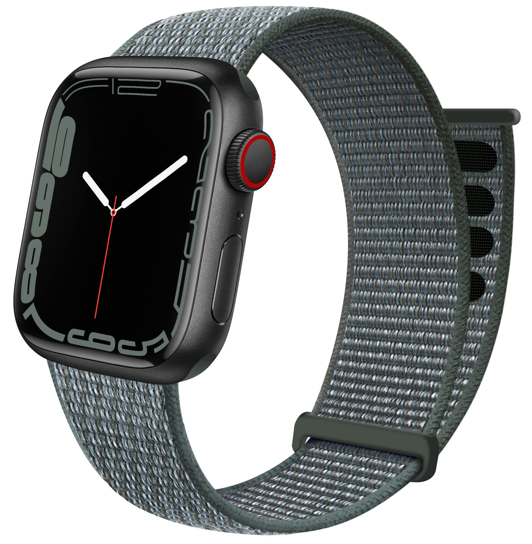 Storm Grey AXYON® Nylon Loop Strap for Apple Watch, adjustable fit.