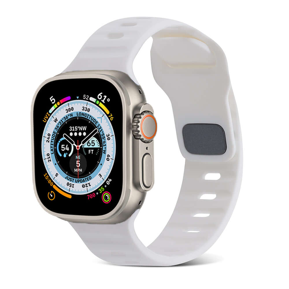 White AXYON® Sport Silicone Band for Apple Watch, sweat‑resistant strap