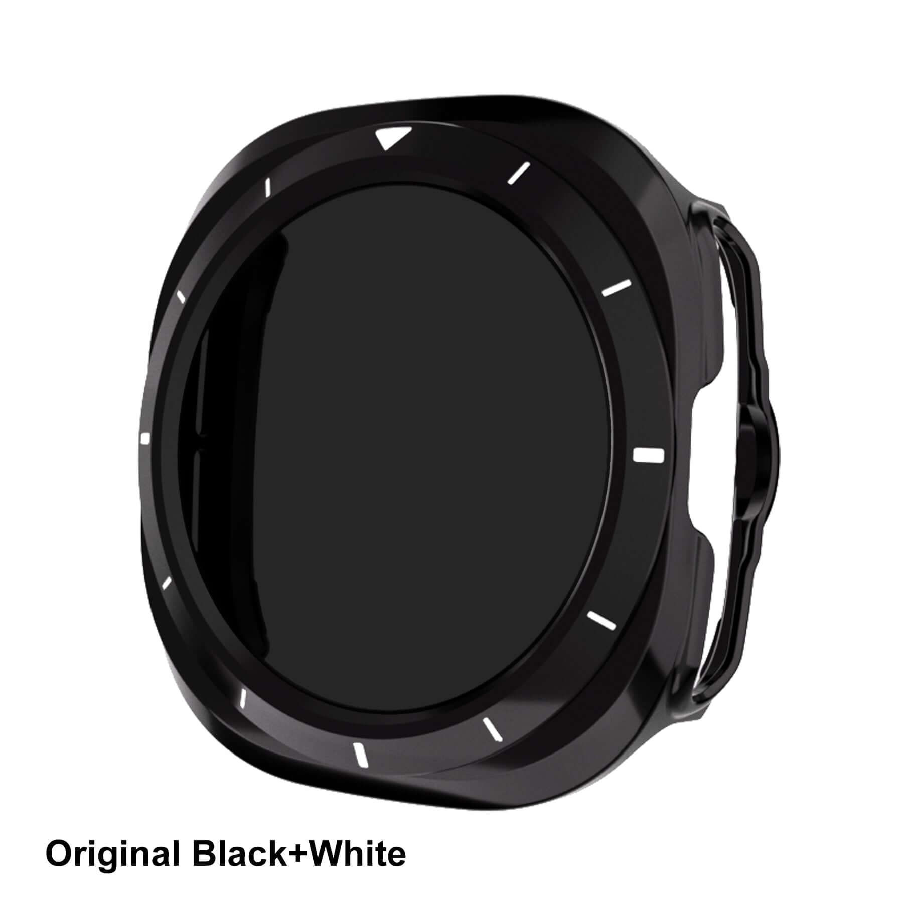 Black watch case on a white background