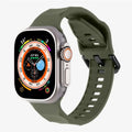 AXYON Wave silicone sport band in dark night green for Apple Watch 38mm - 49mm – rugged, breathable, and secure.