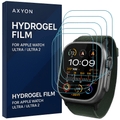 AXYON hydrogel film packaging for Apple Watch Ultra/Ultra 2 with a smartwatch display.
