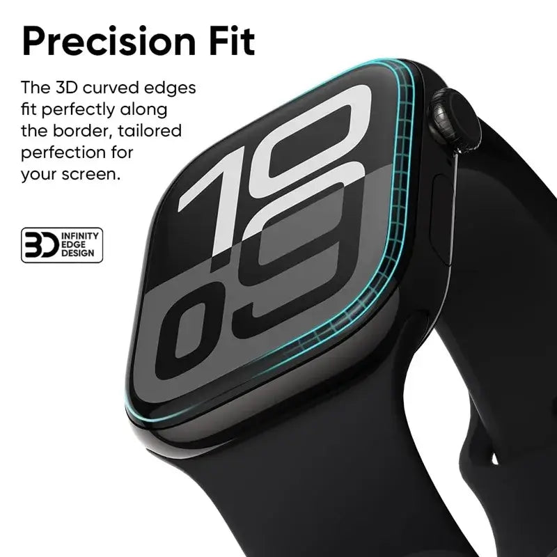 Smartwatch with 3D curved edge design on a white background