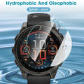 Smartwatch with a hydrophobic and oleophobic screen protector on a water background