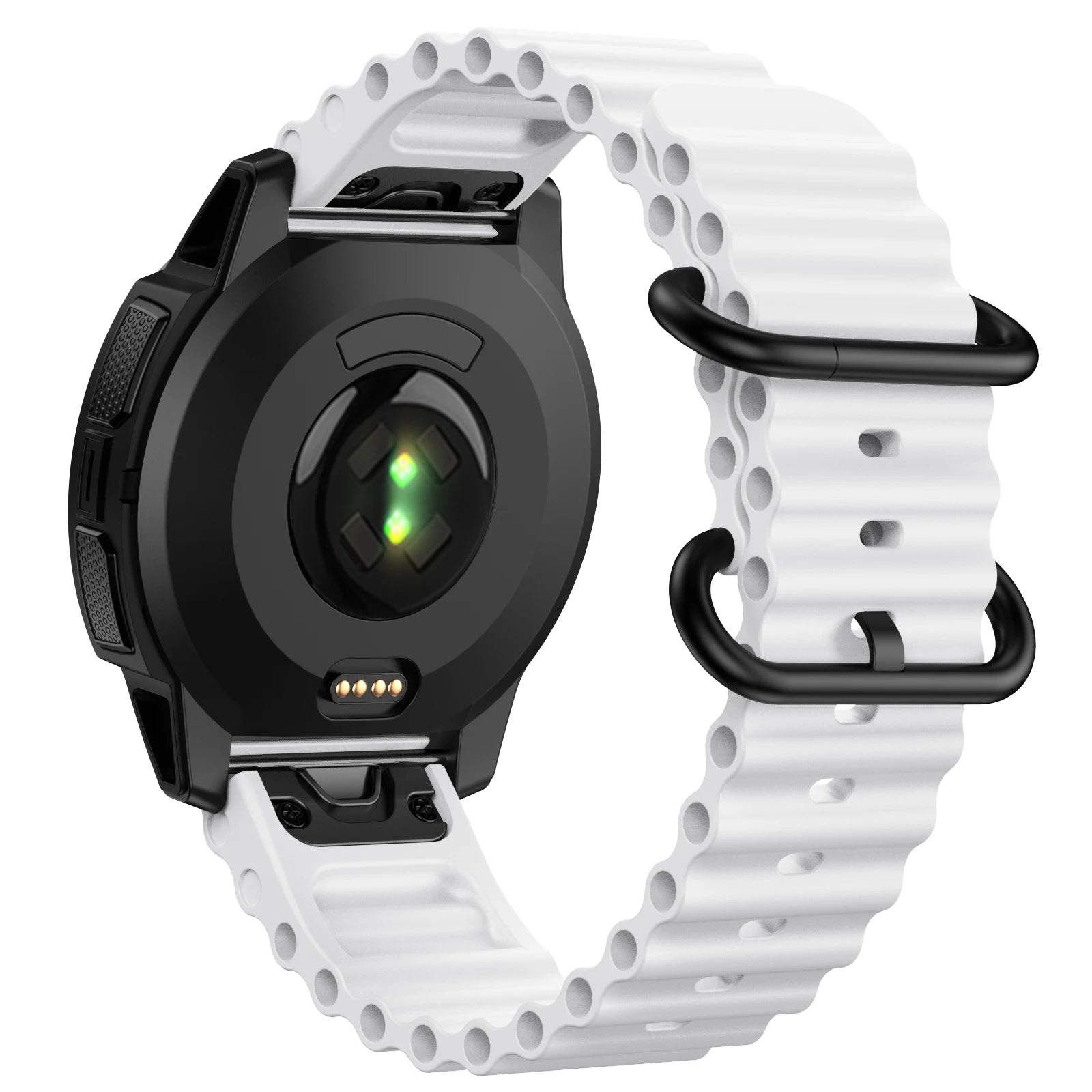 White AXYON® QuickFit Silicone Strap for Garmin (22 mm).