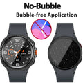 Smartwatch tempered glass screen protector and 'No-Bubble Bubble-free Application' text on a white background.-AXYON