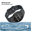 Black smartwatch with waterproof case feature on a white background-AXYON
