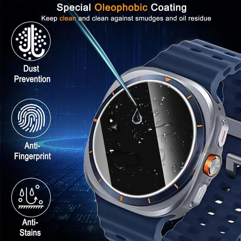 Smartwatch with oleophobic coating features on a dark background-AXYON
