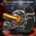 Smartwatch with explosion-proof feature and 3D surface coverage on a dynamic background-AXYON
