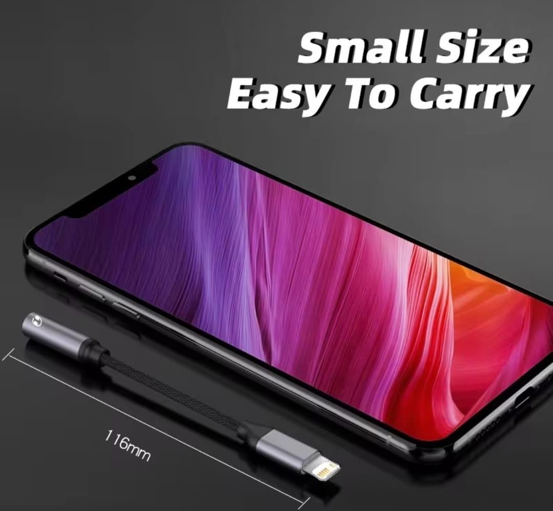 Smartphone with colorful display and charging cable on a black background, emphasizing small size and ease of carrying.