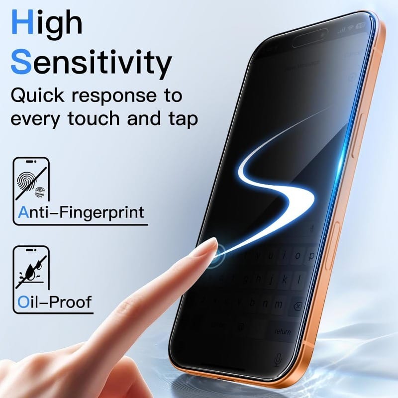 AXYON® EZ-Box Privacy Glass – High Sensitivity Touch, Anti-Fingerprint & Oil-Proof Coating for iPhone 17 Pro Max
