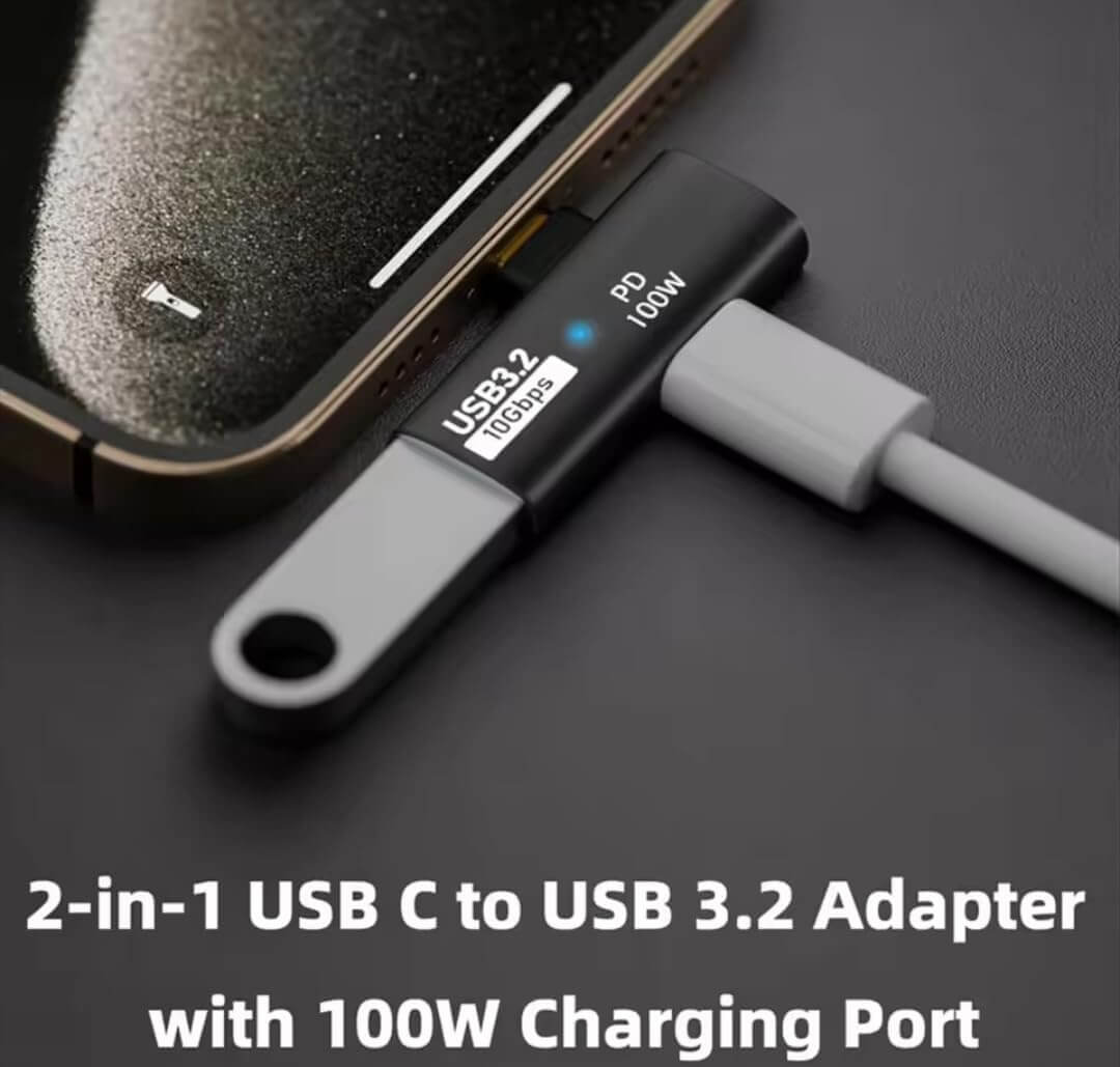 2-in-1 USB C to USB 3.2 Adapter 100W Charging 2-Pack | AXYON 