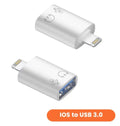 iOS to USB 3.0 OTG Adapter 2-Pack Fast & Compact | AXYON White