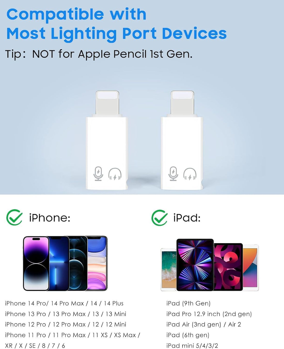 iOS to USB-C Adapter 3.1 Fast Charging & Data Sync 2-Pack | AXYON White