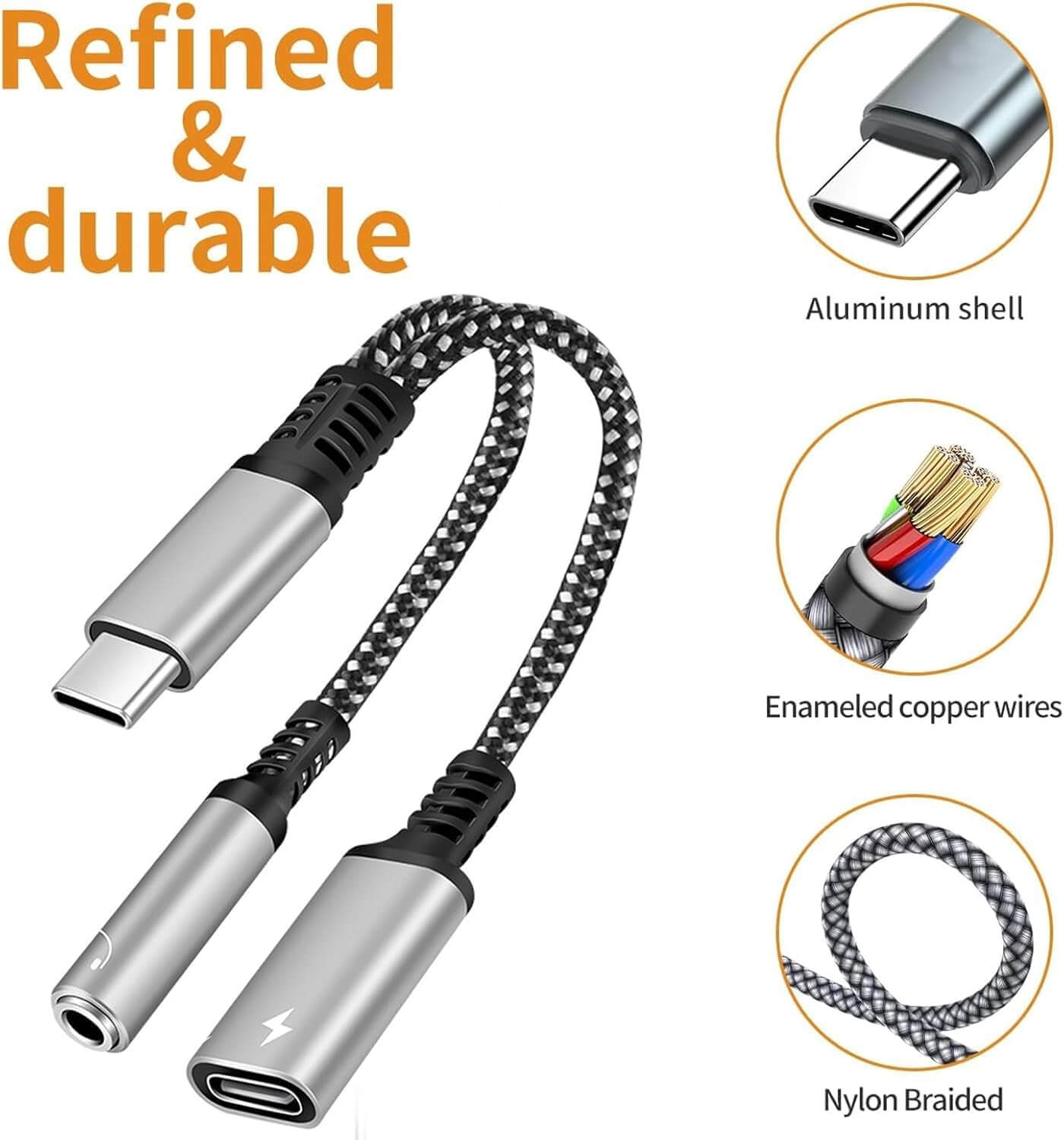 USB-C to 3.5mm Adapter Charge & Listen Combo | AXYON Refined