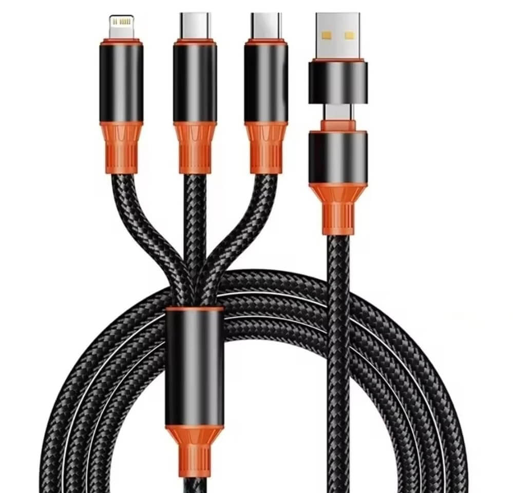 Multi Charging Cable 3-in-2 100W Nylon USB-C Combo | AXYON black