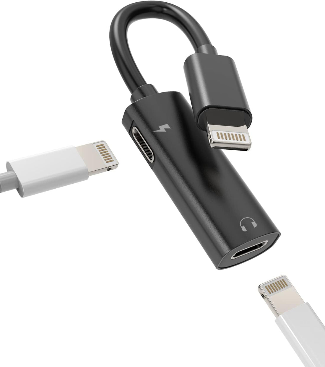 Dual Lightning Audio Charge Adapter Splitter Cable | AXYON Black