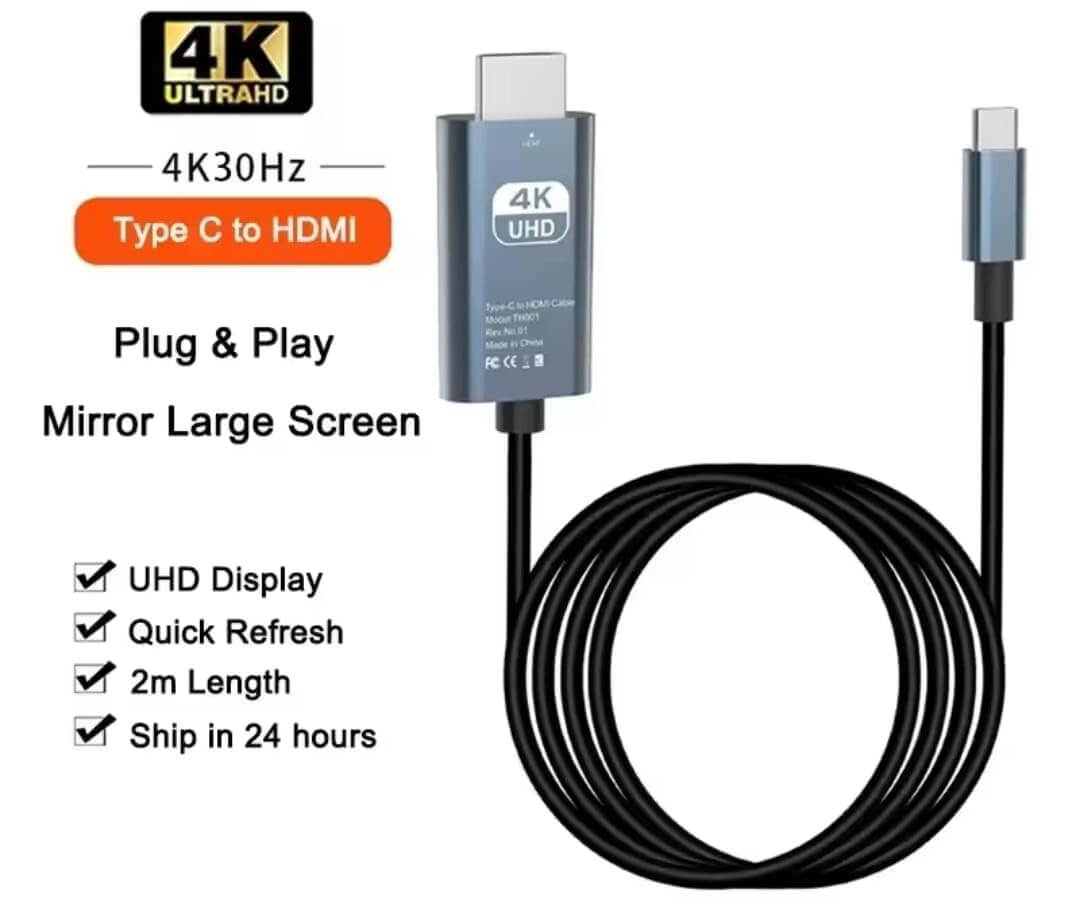 USB C to HDMI Cable 4K 6.6Ft 30Hz Adapter Cord | AXYON Details