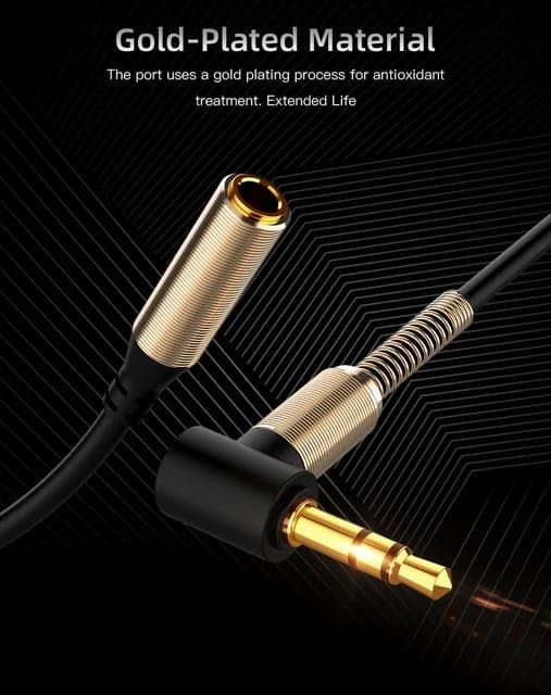 3.5 mm Audio and Mic Extension Cable 1m TRS Gold | AXYON Material