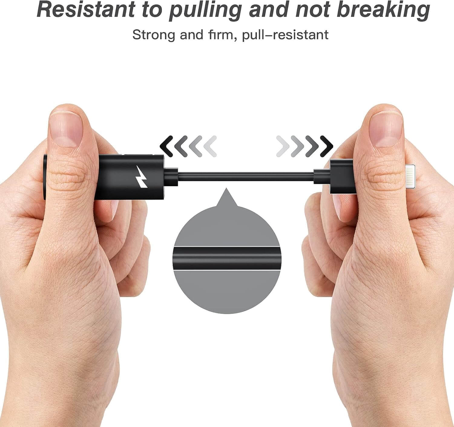 2-in-1 Lightning to Headphone Audio & Charger Adapter pulling