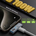 2-in-1 USB C to USB 3.2 adapter connected to a smartphone, showcasing fast charging and data transfer capabilities.