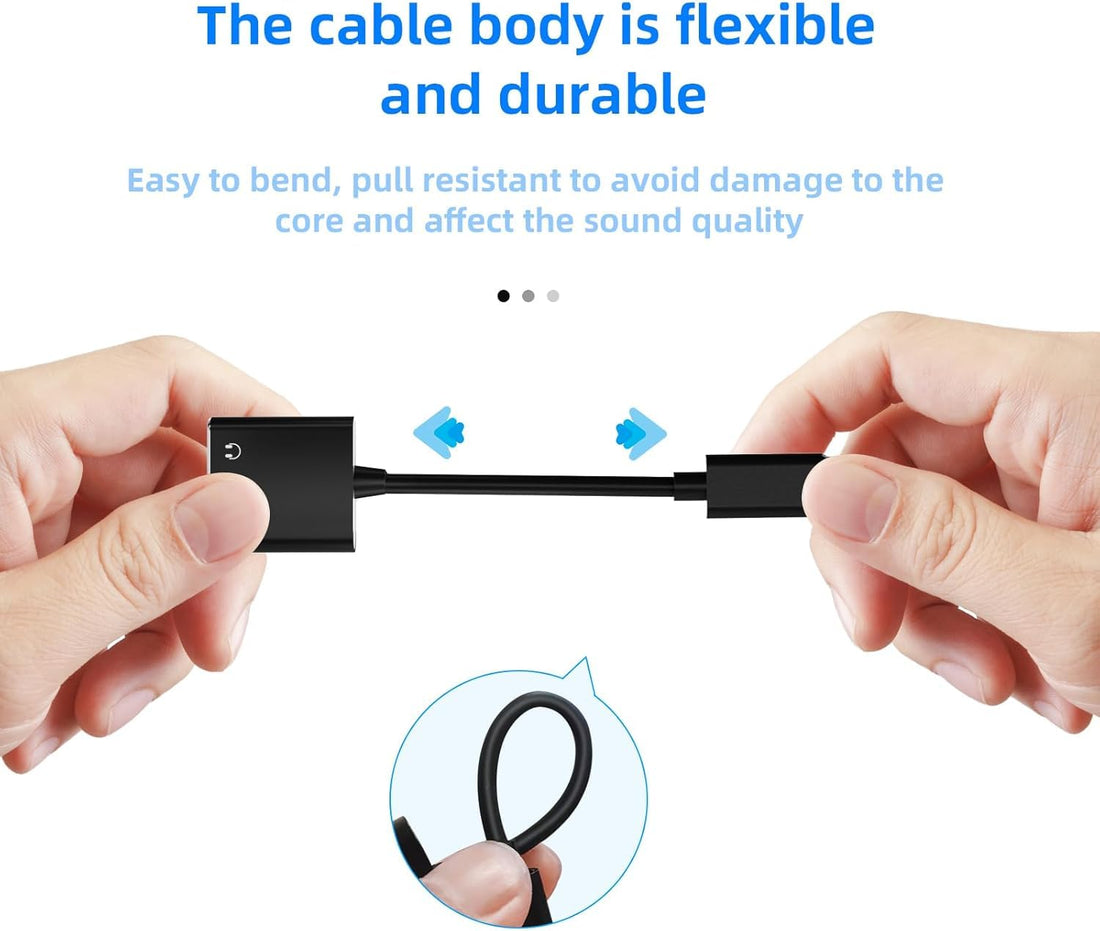 Dual Port Adapter iOS Audio Charger | AXYON Black