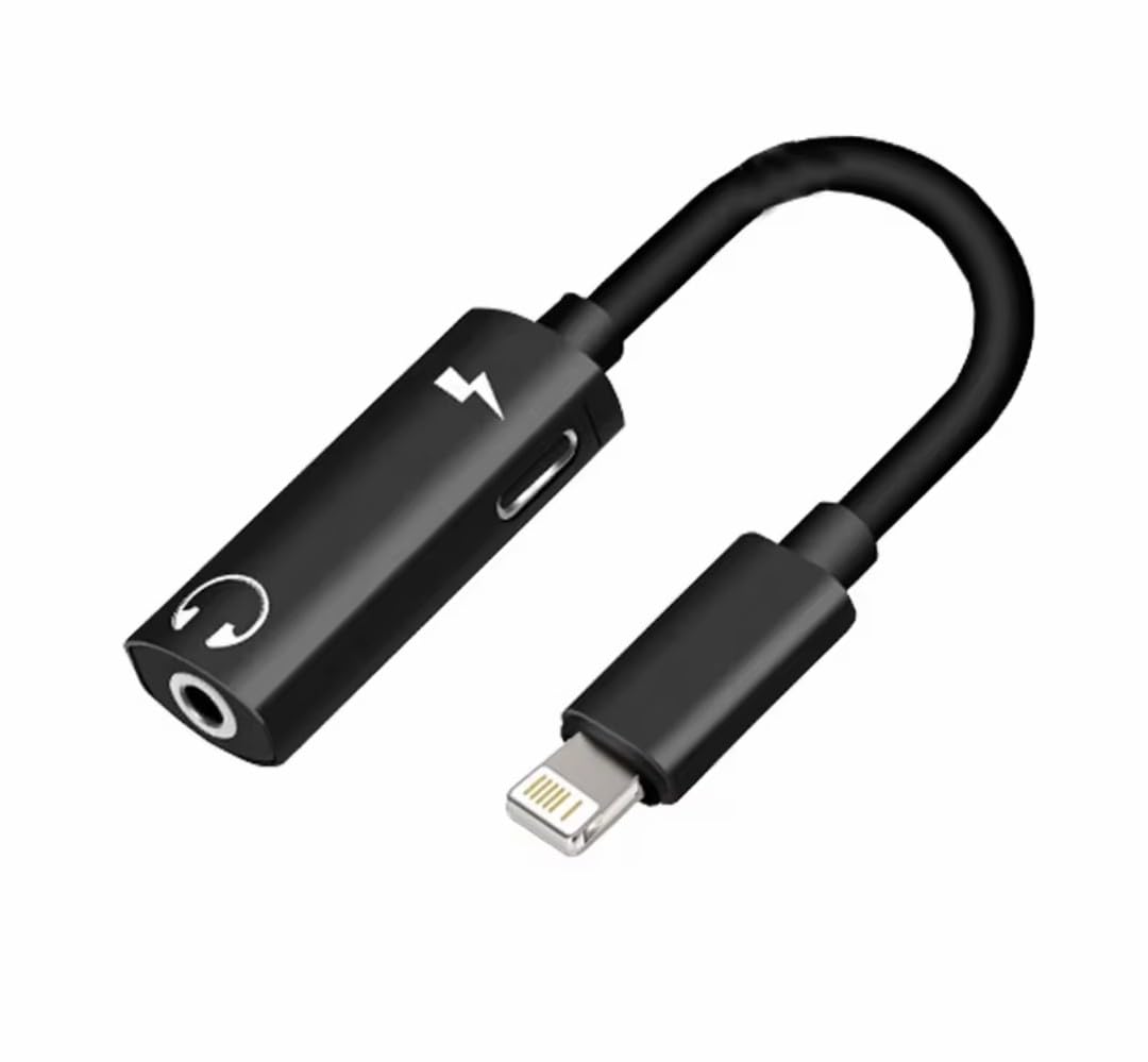 2-in-1 Lightning to Headphone Audio & Charger Adapter black