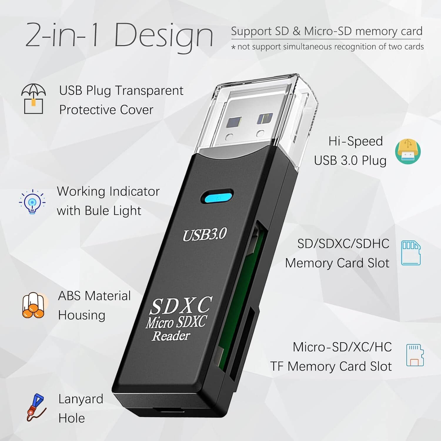 USB 3.0 Micro SD Card Reader 3-Pack High Speed | AXYON Design