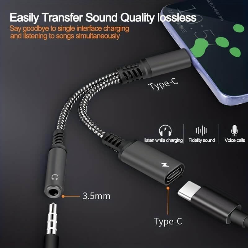 USB-C to 3.5mm Adapter Charge & Listen Combo | AXYON Quality