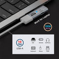 Compact 2-in-1 USB C to USB 3.2 adapter with 100W charging for fast data transfer and device compatibility.