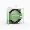 Cat6 Ethernet high-speed cable in clear packaging with green label on a white background