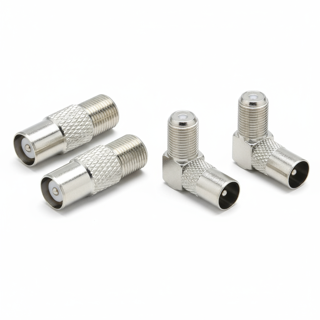 AXYON Coaxial TV Cable Adapter right angle F female to male