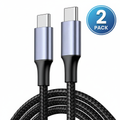 AXYON 100W USB-C to USB-C cables in 2-pack bundle with premium braided design