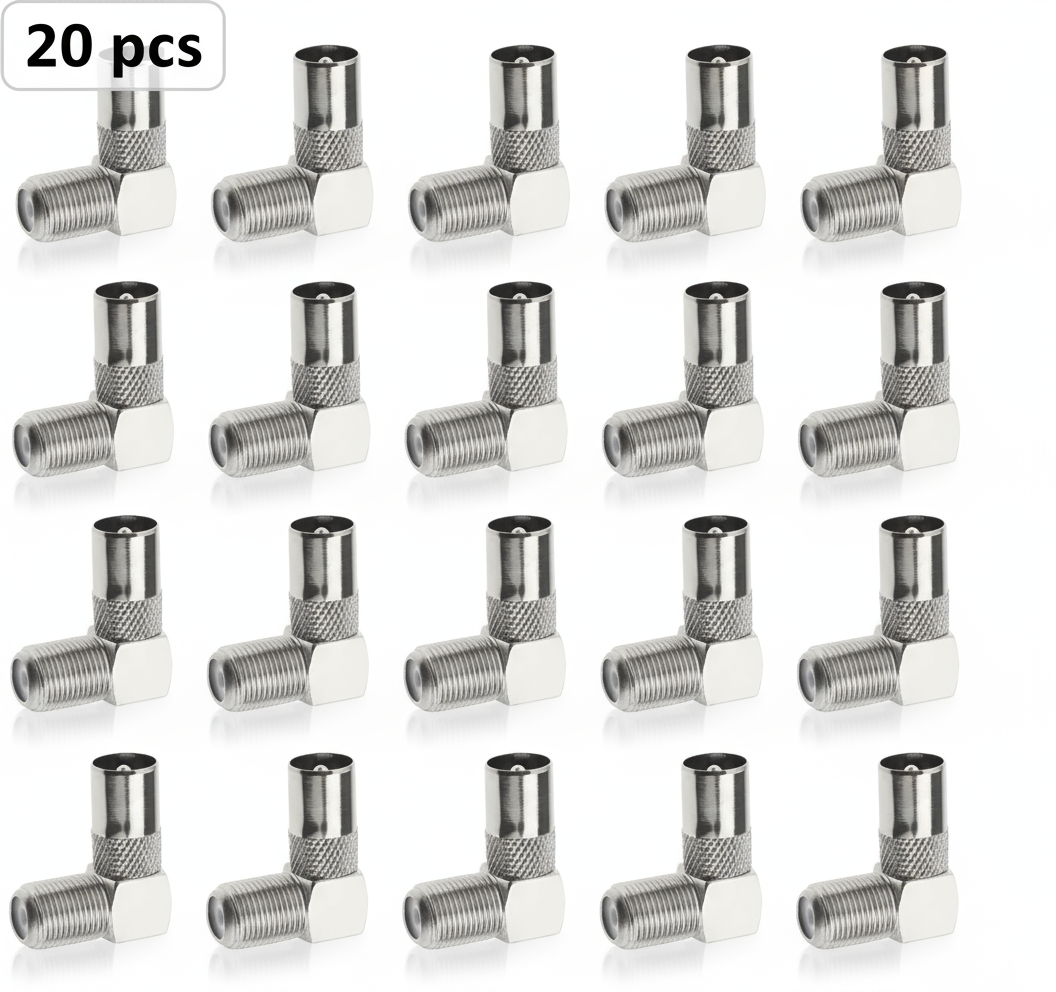 20 metal connectors arranged in a grid on a white background
