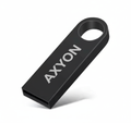 Black USB flash drive with 'AXYON' branding on a white background
